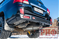 Бампер РИФ силовой задний Toyota Land Cruiser 200 2012-2015 с квадратом под фаркоп и фонарями, стандарт