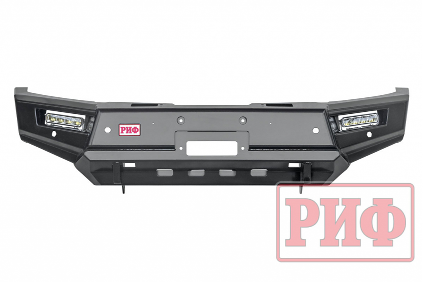Бампер РИФ силовой передний Mitsubishi Pajero Sport 2015+ с доп. фарами (арт. B0205), под парктроник