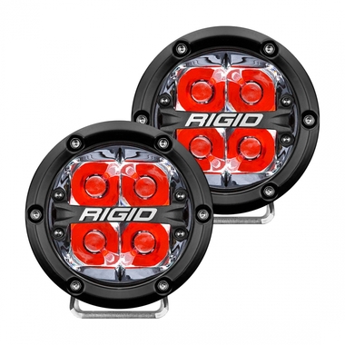 Светодиодные фары Rigid 360 Серия 4 дюйма Дальний свет – Красная Подсветка (Пара)