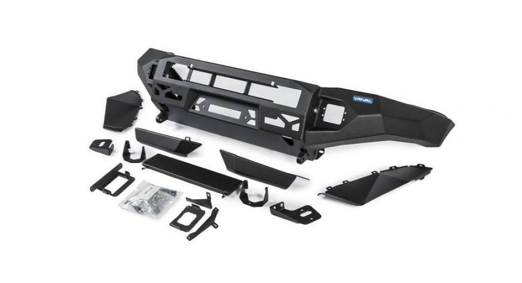 Бампер силовой алюминиевый Rival передний для Toyota Hilux 2018-2020 (без LED)