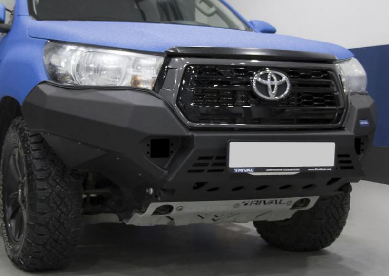 Бампер силовой алюминиевый Rival передний для Toyota Hilux 2018-2020 (без LED)