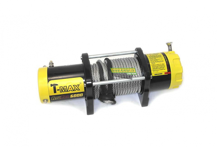 Лебедка автомобильная, для квадроциклов электрическая T-Max PRO 6000 12В стальной трос