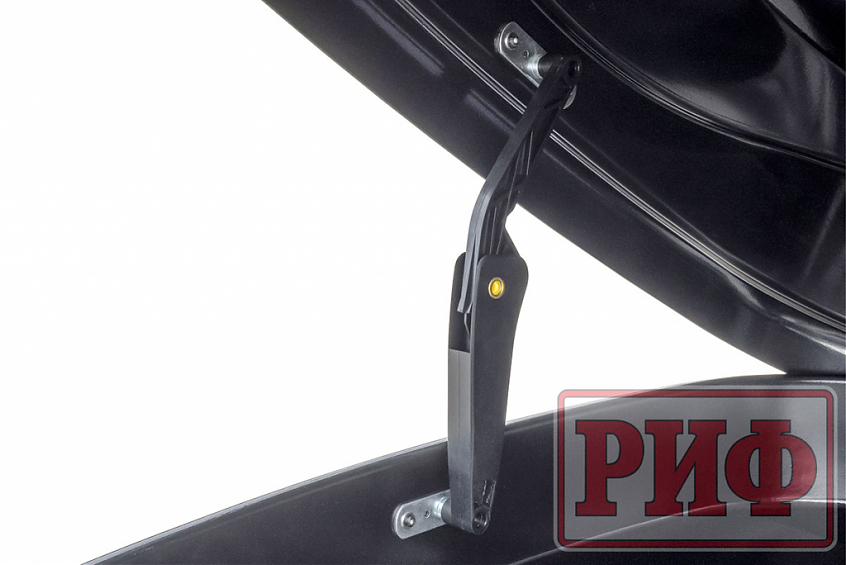 Автобокс на крышу РИФ Курорт 360 л черный глянец, двусторонний