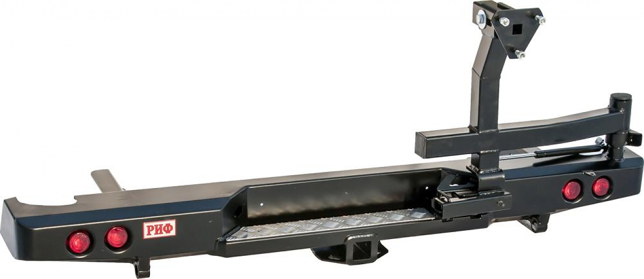 Бампер задний силовой Nissan Navara D40 2010+ с квадратом под фаркоп, калиткой и фонарями