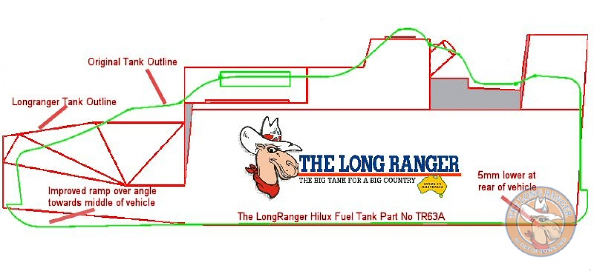 Топливный бак Long Ranger 180 литров для Toyota Hilux 2005-2015