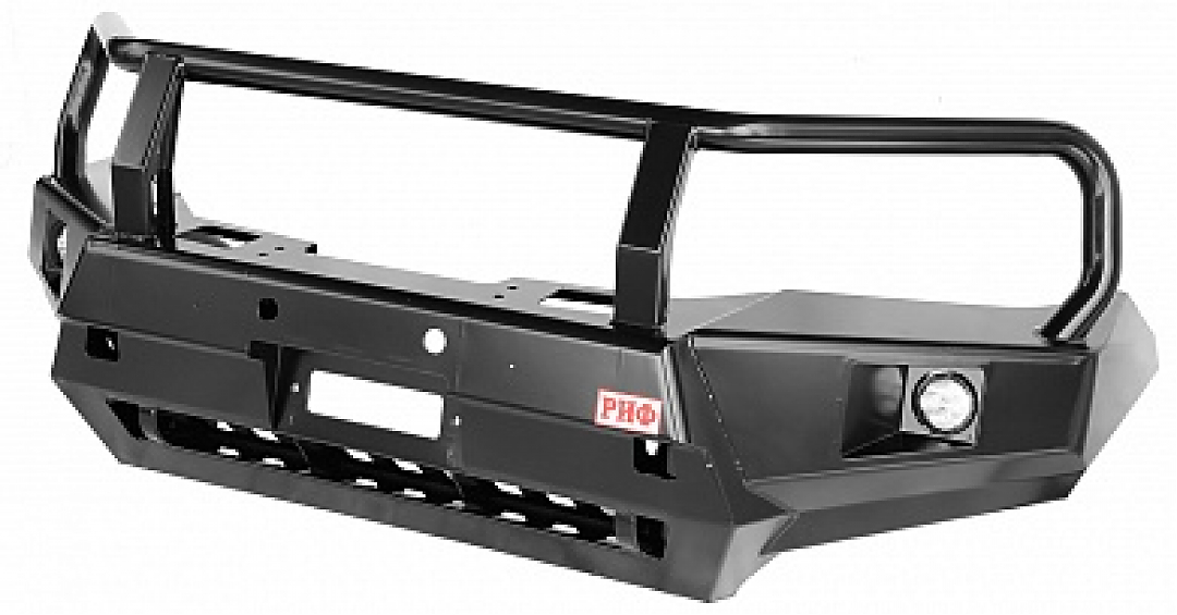 Бампер передний силовой Toyota Hilux 2015+ с доп. фарами, защитной дугой и защитой бачка омывателя