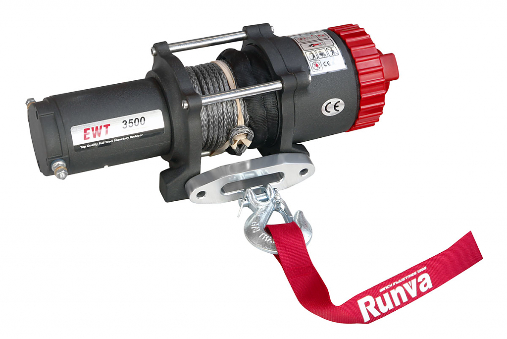 Лебёдка электрическая для квадроцикла 12V Runva 3500A lbs 1588 кг (синтетический трос) Лебёдка электрическая для квадроцикла 12V Runva 3500A lbs 1588 кг (синтетический трос)