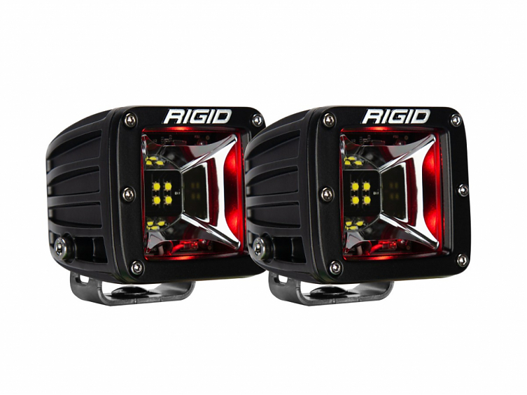 Светодиодные фары Rigid Radiance Scene (4 светодиода) - Красная подсветка (пара)