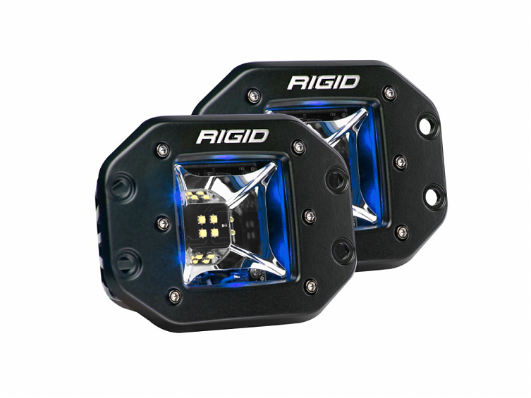 Светодиодные фары Rigid Radiance Scene (4 светодиода) - Синяя подсветка - Врезная установка (пара)