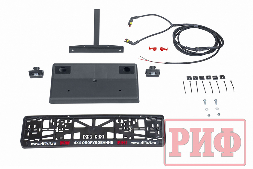 Калитка РИФ с фаркопом в штатный задний бампер Тойота Ленд Крузер 200 (под штатное колесо) с подсветкой номера