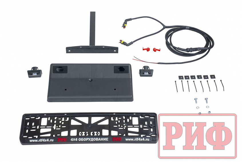 Бампер РИФ силовой задний Mitsubishi L200 2019+ с квадратом под фаркоп, калиткой, фонарями, подсветкой номера