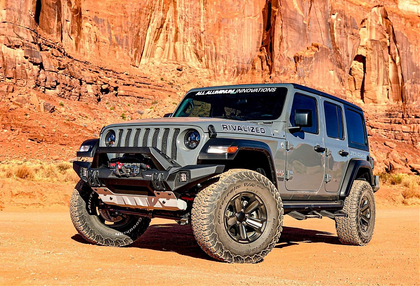 Силовой бампер передний RIVAL алюминиевый для Jeep Wrangler JK, JL (с защитой рулевых тяг)