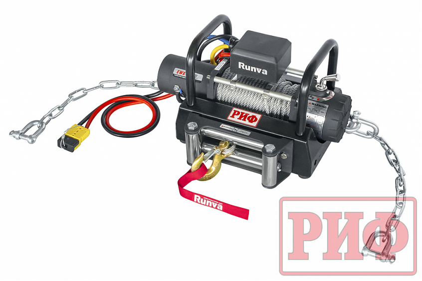 Лебёдка переносная Runva10000S c площадкой на цепях и проводами (стальной трос)