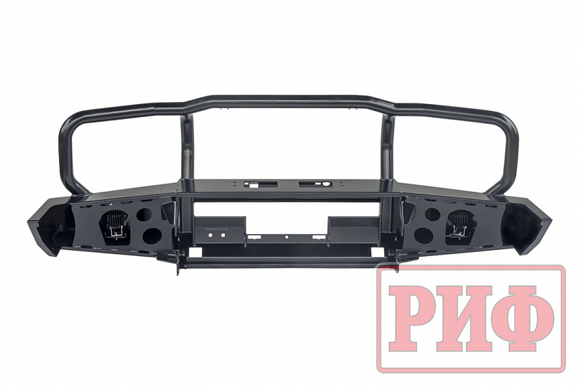 Бампер РИФ передний Toyota Land Cruiser 76/78 2007+ c доп. фарами и защитной дугой, под штатную лебедку
