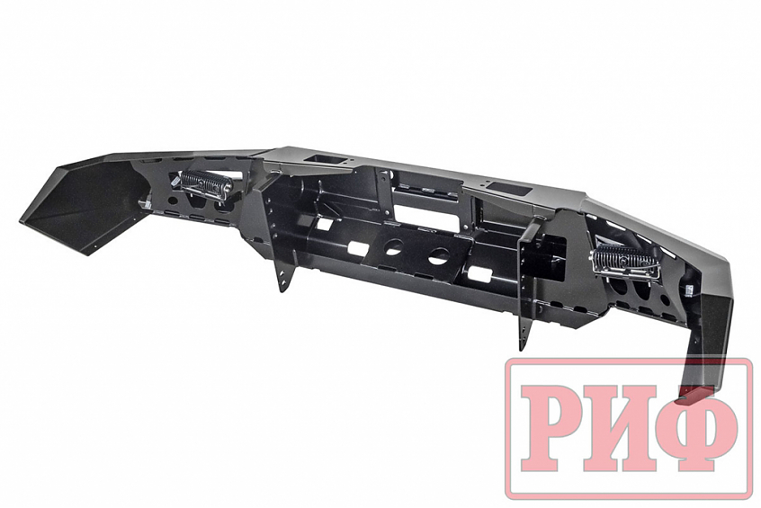 Бампер РИФ силовой передний Mitsubishi L200 2015+ с доп. фарами (арт. B0205) и защитой бачка омывателя
