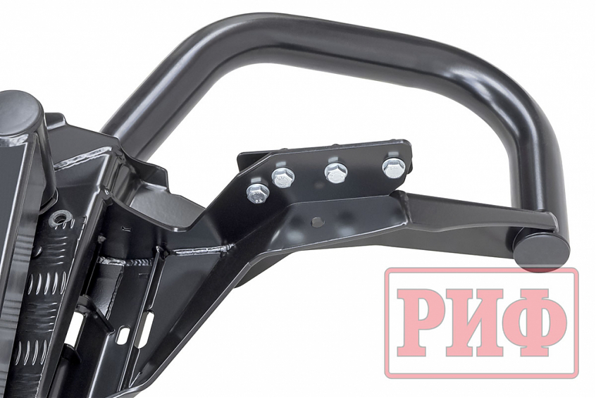 Бампер РИФ силовой задний Mitsubishi Pajero Sport 2015+ c квадратом под фаркоп, калиткой, подсветкой номера