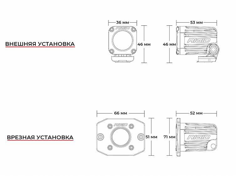 Светодиодные фары Rigid Ignite (1 светодиод) Ближний свет H/L с выключателем (пара)