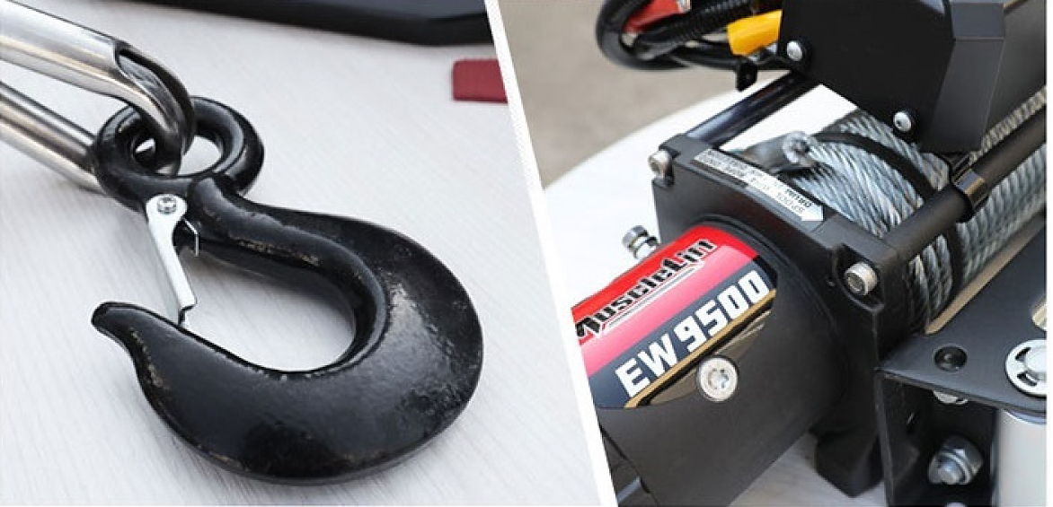 Лебедка автомобильная электрическая T-Max EW9500 MuscleLift 12В с синтетическим тросом