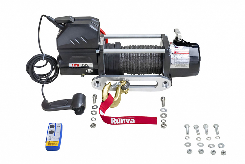 Лебёдка электрическая автомобильная 12V Magnum 9000 lbs 4200 кг (синтетический трос)