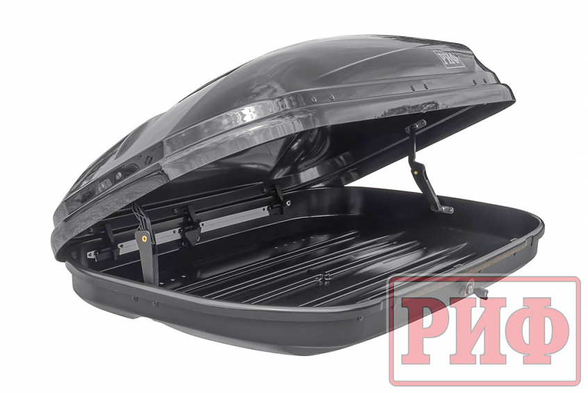 Автобокс на крышу РИФ Туризм-М 360 л черный глянец, двусторонний