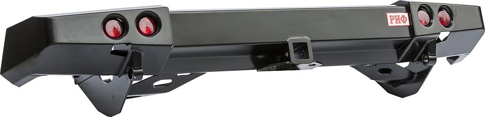 Бампер задний силовой Mitsubishi Pajero Sport (2009-2015) с квадратом под фаркоп и фонарями Бампер задний силовой Mitsubishi Pajero Sport (2009-2015) с квадратом под фаркоп и фонарями