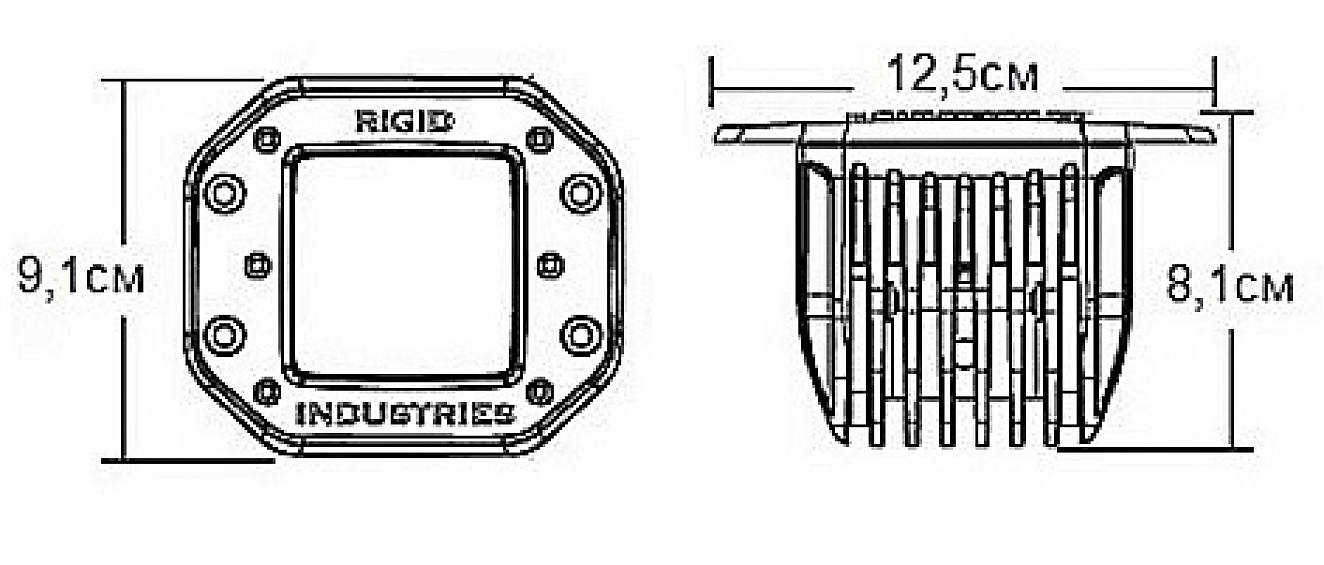 Светодиодные фары Rigid D-серия PRO (6 светодиодов) -  Рабочий свет - Врезная установка (пара)