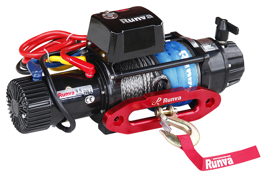 Лебедка автомобильная электрическая 12V Runva 9500 lbs 4350 кг влагозащищенная, синтетический трос