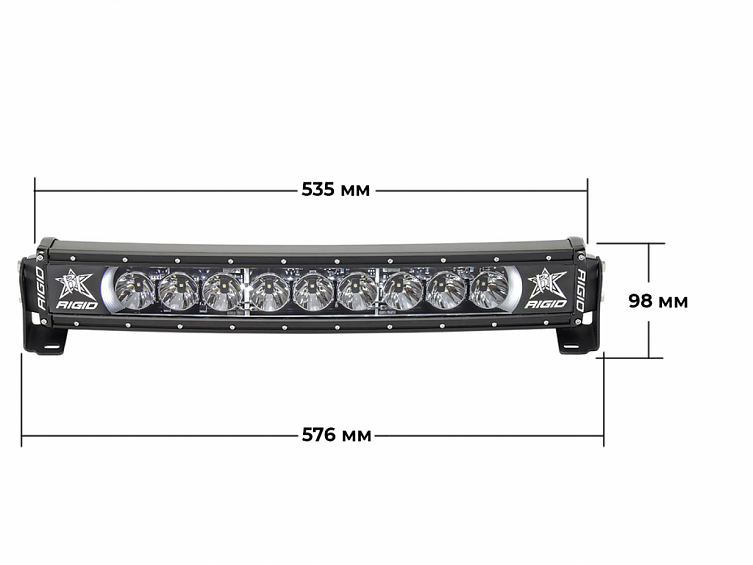 Светодиодная балка 20″ Rigid Radiance Curved cерия  (9 Светодиодов) Белая подсветка