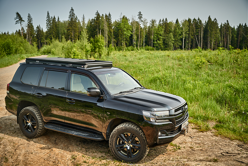 Багажник экспедиционный (платформа) алюминиевый РИФ 1200x2080 мм для Toyota Land Cruiser 200 (с крепежом)