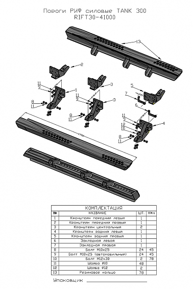 Пороги силовые РИФ с креплением на раму для TANK 300