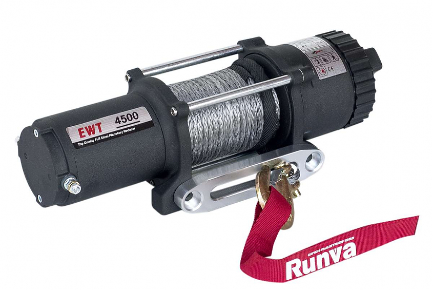 Лебёдка электрическая для квадроцикла (ATV / UTV) 12V Runva 4500 lbs 2041 кг (синтетический трос)