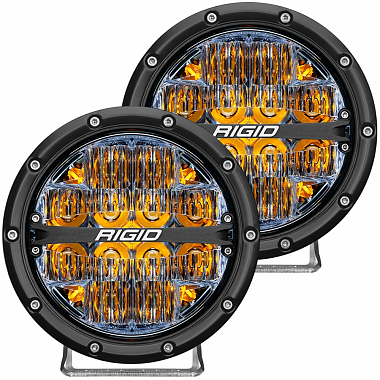 Светодиодные фары Rigid 360 Серия 6″ Водительский свет – Янтарная Подсветка (Пара)