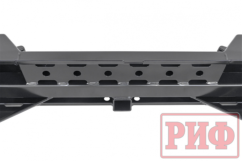 Бампер РИФ силовой задний Mitsubishi L200 2019+ с квадратом под фаркоп и фонарями