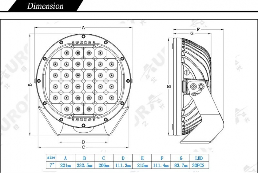 СВЕТОДИОДНАЯ ФАРА КОМБИНИРОВАННОГО СВЕТА AURORA ALO-DR7