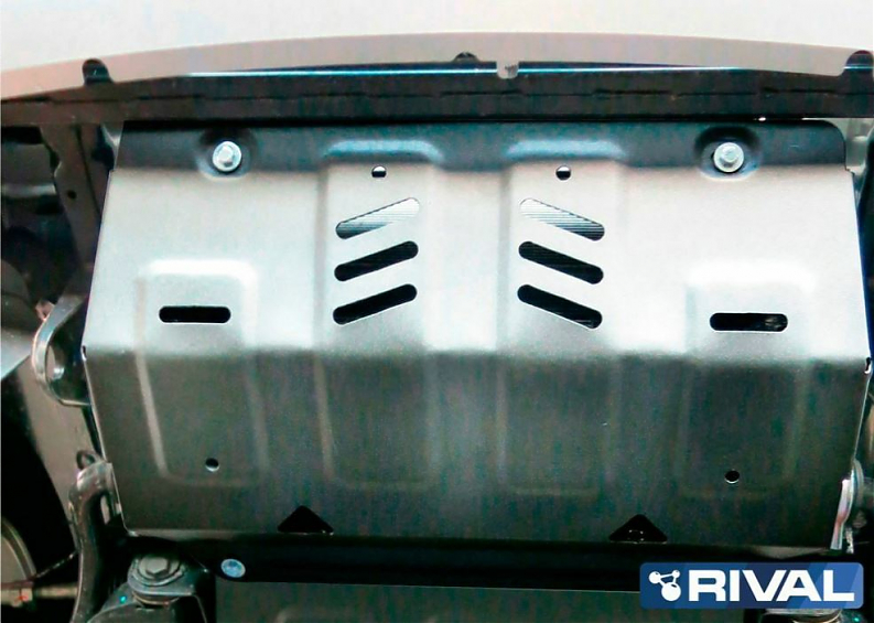Защита алюминиевая Rival для радиатора Mitsubishi L200 IV 2015+ / Pajero Sport 3 2015+