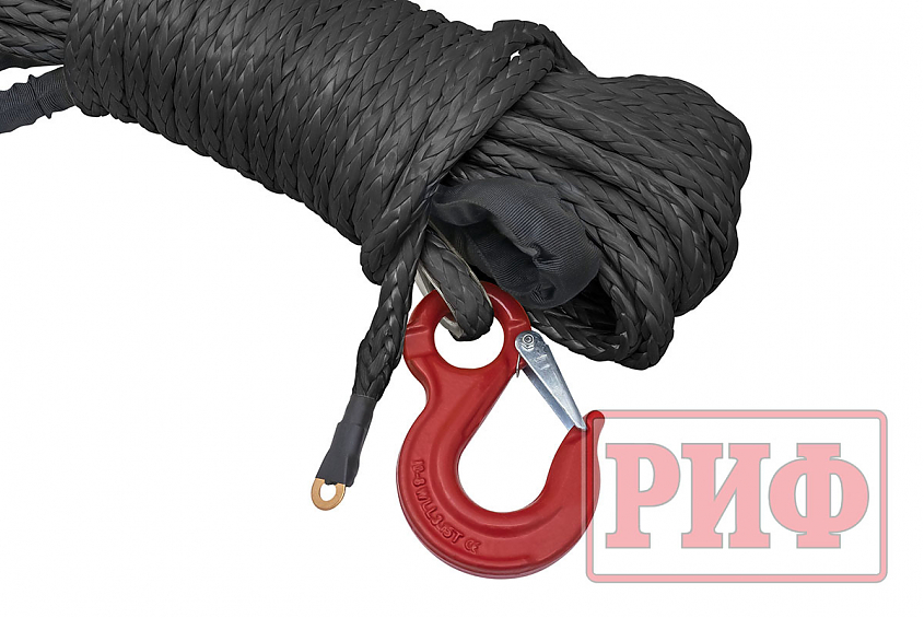 Трос для лебёдки синтетический РИФ 10 мм/25 м (готовый) черный