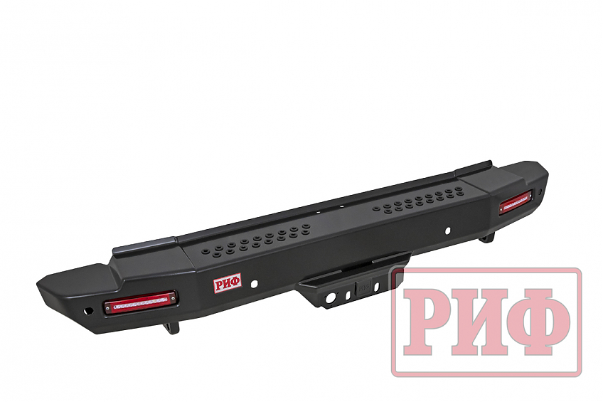 Бампер РИФ силовой задний Toyota Land Cruiser 200 2012-2015 с квадратом под фаркоп и фонарями