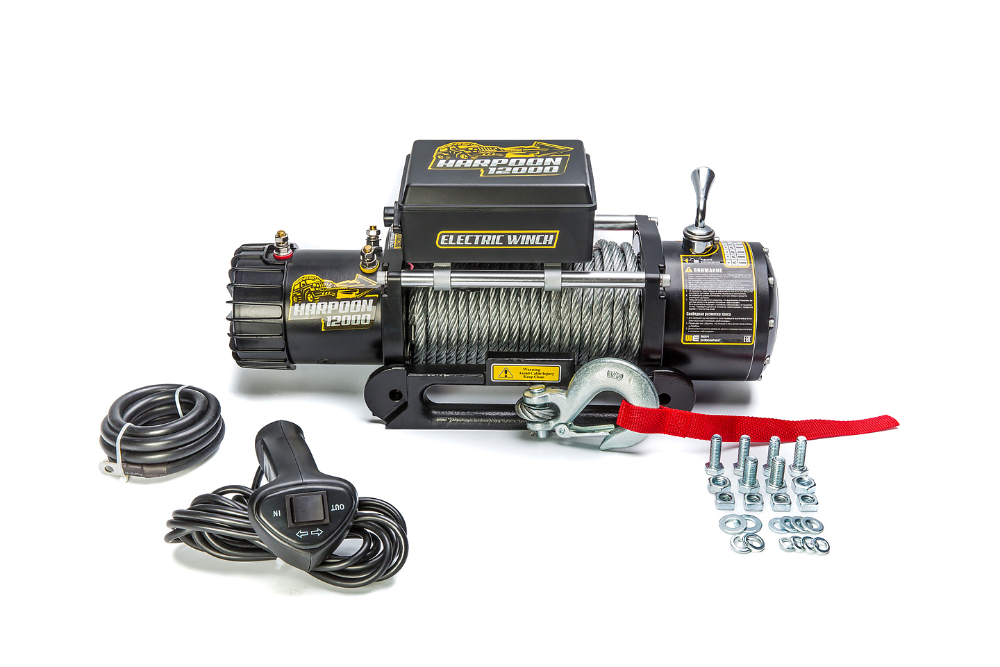 Harpoon 12000 лебедка электрическая 12В со стальным тросом и чугунным клюзом Harpoon 12000 лебедка электрическая 12В со стальным тросом и чугунным клюзом