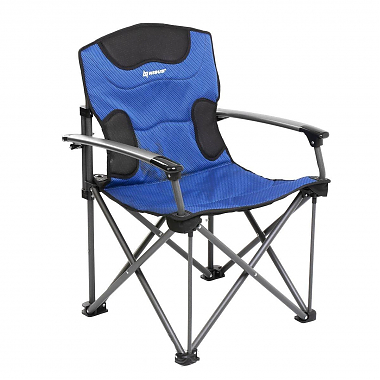 Кресло NISUS складное, алюминиевые подлокотники (синий/серый)