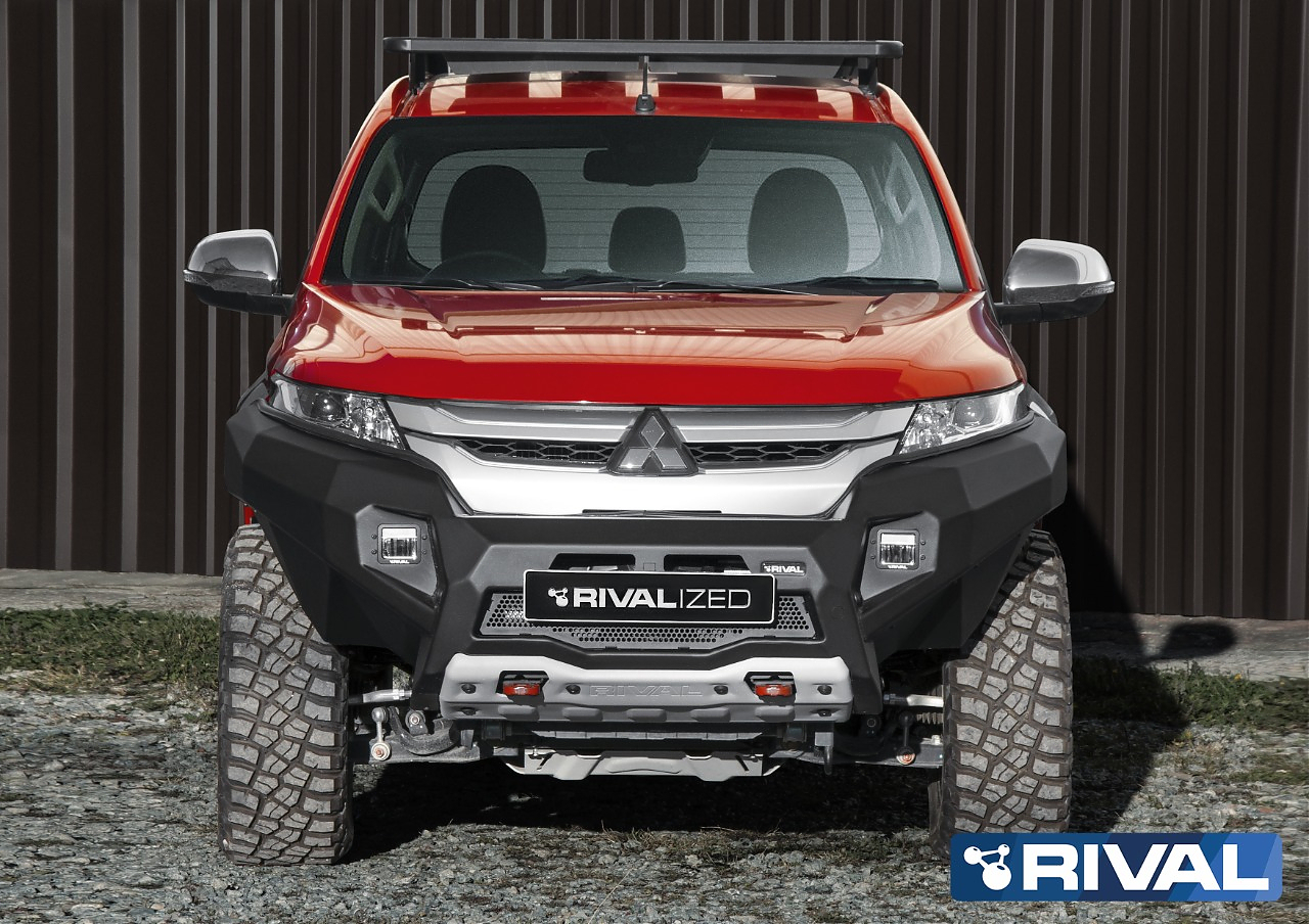 Бампер силовой передний RIVAL алюминиевый черный Mitsubishi L200 2018+ Рестайлинг