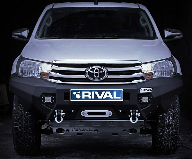 Силовой бампер передний RIVAL алюминиевый Toyota Hilux Revo 2015+  (без ПТФ )