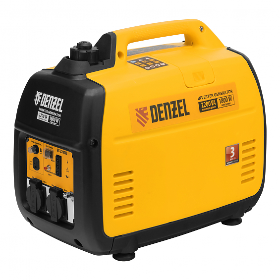 Генератор инверторный GT-2200iS, 2.2 кВт, 230 В, бак 4 л, закрытый корпус, ручной старт Denzel