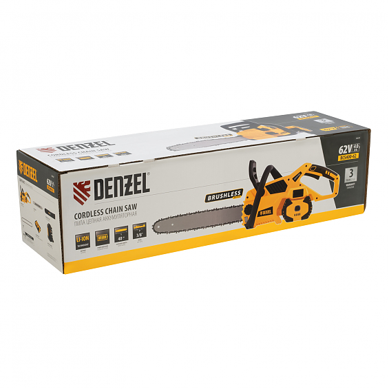 Пила цепная аккумуляторная бесщет., RCS 400-62, 400 мм, Li-ion, 62В Denzel