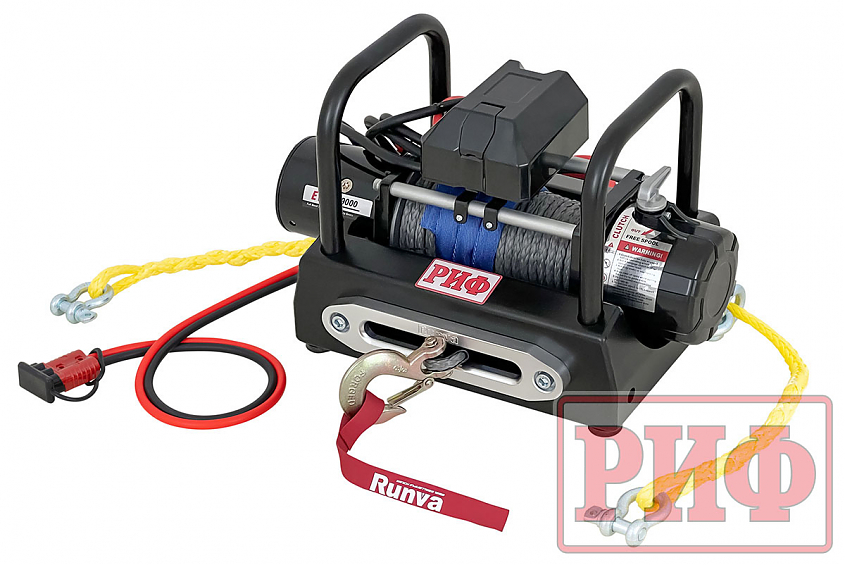Переносной комплект лебедки РИФ 9000USR c площадкой на цепях и проводами (в сборе) синтетический трос