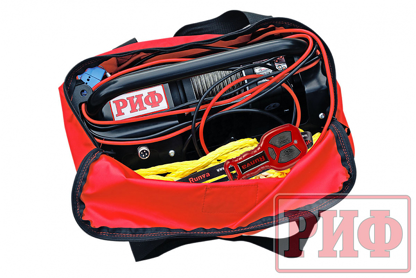 Лебёдка переносная РИФ 2500A c малой площадкой и проводами (в сборе) стальной трос