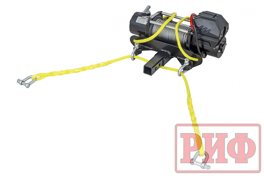 Лебёдка переносная РИФ 9000U c квадратом для фаркопа, стальной трос (облегченная) 3.1