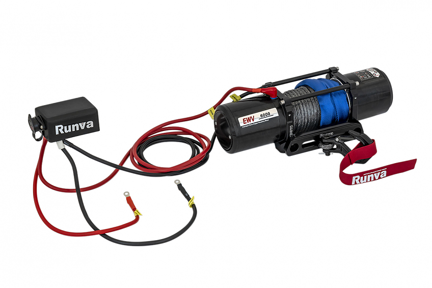 Лебёдка автомобильная электрическая 12V Runva 6000 lbs 2722 кг (синтетический трос)