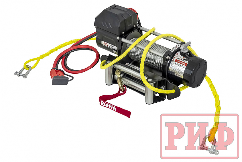 Лебёдка переносная РИФ 9000U c квадратом для фаркопа, стальной трос (облегченная) 3.1