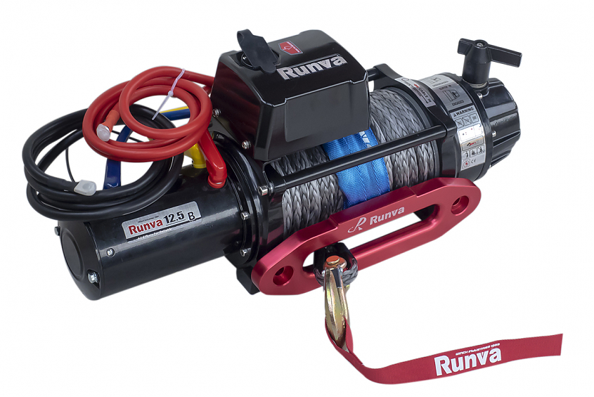 Лебёдка электрическая 12V Runva 12500 lbs 5670 кг (влагозащищенная) синтетический трос