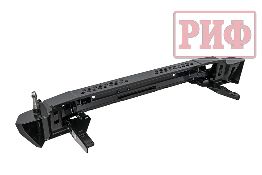 Бампер РИФ силовой задний Toyota Land Cruiser 200 2012-2015 с квадратом под фаркоп, калиткой, фонарями, подсветкой номера
